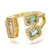 Rack Plating Brass Micro Pave Cubic Zirconia Open Cuff Rings for Women RJEW-M022-04G-01-2