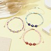 3Pcs 3 Color Evil Eye Lampwork & Glass Seed Braided Bead Bracelets Set BJEW-JB09574-2