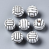 Painted Natural Wood European Beads WOOD-S057-049-1