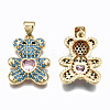 Brass Micro Pave Clear Cubic Zirconia Pendants ZIRC-S067-044C-NR-2