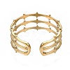 304 Stainless Steel Bamboo Shape Open Cuff Ring RJEW-T023-04G-2
