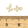 Rhombus Rack Plating Brass with Cubic Zirconia Pendants Charms KK-S396-24-3