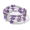 Natural  Amethyst Chip Warp Bracelets BJEW-JB01517-02-2