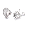 Heart Brass Pave Clear Cubic Zirconia Stud Earrings EJEW-M258-040P-2