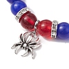 2Pcs 10mm Round Opalite & Pink Glass & Red Glass & Blue Cat Eye Beaded Stretch Bracelet Sets for Lover BJEW-JB10325-02-4