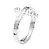 Non-Tarnish 304 Stainless Steel Hollow Out Cross Adjustable Ring for Women RJEW-I097-05P-1