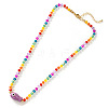 Porcelain Fish Pendant Rainbow Color Glass Beaded Necklaces for Friends and Couples KF3974-3-1