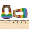 Pride Rainbow Theme Resin & Walnut Wood Pendants WOOD-K012-11B-3