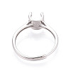 Rhodium Plated 925 Sterling Silver Engagement Solitaire Ring Settings STER-N016-70P-3