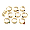 316 Stainless Steel with Natural Mixed Gemstone Cuff Rings RJEW-Z098-01G-14-4