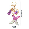 Alloy Resin Heart Keychains KEYC-TADJ0002-01G-X-3