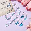 5Pcs Butterfly Alloy Enamel Pendant Knitting Row Counter Chains & Locking Stitch Markers Kits HJEW-JM01631-2