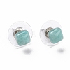 Natural Amazonite Ear Studs EJEW-K091-01P-05-2