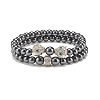 2Pcs 2 Style Synthetic Hematite Stretch Bracelets Sets BJEW-SZ0002-50P-1