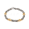 201 Stainless Steel Rhombus Byzantine Chain Bracelets BJEW-B078-143GP-1