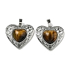 Natural Tiger Eye Peach Love Heart Pendants G-G158-01E-1