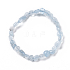 Natural Aquamarine Bead Stretch Bracelets X-BJEW-K213-54-2