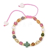 Natural Mixed Gemstone Faceted Cube Braided Bead Bracelets BJEW-JB14379-3