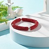 Bling Polymer Clay Rhinestone Curved Tube Beads Stretch Bracelet for Women BJEW-JB07490-04-2