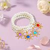 4Pcs 4 Colors Golden Alloy Resin Sun Charm Bracelets BJEW-HY0001-19-3