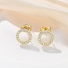 Brass Micro Pave Clear Cubic Zirconia Stud Earrings EJEW-M076-01G-01-1