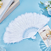 Plastic & Feather Fan Display Decoration AJEW-CY0002-58-4