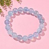 Natural Aquamarine Round Bead Stretch Bracelets for Men Women BJEW-U034-01B-01-2