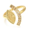 Eye Rack Plating Brass Micro Pave Cubic Zirconia Open Cuff Rings for Women RJEW-M022-23G-2