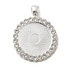 Flat Round Alloy Rhinestone Pendant Cabochon Settings X-ALRI-T351-01S-1