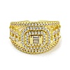 Brass Micro Pave Cubic Zirconia Cuff Rings for Women RJEW-E294-04G-02-2