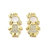 Brass Micro Pave Clear Cubic Zirconia Princess Connector Charms X-KK-K365-15A-G-1