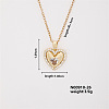Vintage Heart-shaped Brass Micro Pave Clear Cubic Zirconia Pendant Necklaces FH1361-2-1