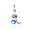 316L Surgical Stainless Steel Mermaid Starfish Dangle Belly Rings WG35D2C-04-2