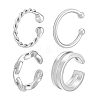 4Pcs 4 Styles 925 Sterling Silver Cuff Earrings EJEW-PH0001-38P-6