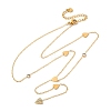 304 Stainless Steel Crystal Rhinestone Heart Lariat Necklaces NJEW-R026-10G-4