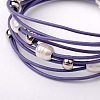 Trendy Cowhide Leather Cord Multi-strand Bracelets BJEW-JB01578-04-2