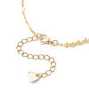 Brass Heart & Round Beaded Link Chains Bracelet Making AJEW-JB01370-3