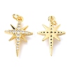 Brass Micro Pave Clear Cubic Zirconia Pendants ZIRC-O036-38G-2