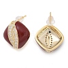 Brass Enamel Stud Earrings EJEW-B115-01G-02-4