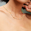 Bohemian Beach Vacation Brass Enamel Sunflower Handmade Link Chain Necklaces Women's Date Gift HM4276-3
