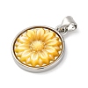 Natural Yellow Shell Carved Sunflower Pendants KK-D537-03P-01-2