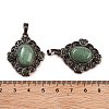 Natural Green Aventurine Rhombus Pendants G-K363-02R-01-2