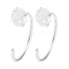 999 Sterling Silver Micro Pave Clear Cubic Zirconia Pull Through Earrings EJEW-P296-28E-S-1