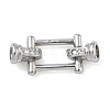 Rectangle Brass Micro Pave Clear Cubic Zirconia Fold Over Clasps KK-Z143-19P-1