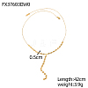 Rectangle 304 Stainless Steel Y-shaped Necklaces for Women STAS-OY013-89G-2