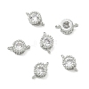 SHEGRACE Brass Pave Clear Cubic Zirconia Flat Round Connector Charms XGRQ3D158-499P-2