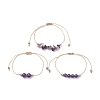 3Pcs 3 Style Natural Amethyst Braided Bead Bracelets Set BJEW-JB09334-02-1