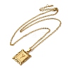 201 Stainless Steel Cable Chain Rectangle with Letter Pendant Necklaces NJEW-M070-01G-Y-2