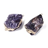Raw Rough Natural Amethyst Nuggets Connector Charms G-Q606-08D-2