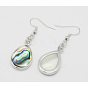 Stylish Alloy Abalone Shell/Paua ShellTeardrop Dangle Earrings LS-EJEW-H139-1-1